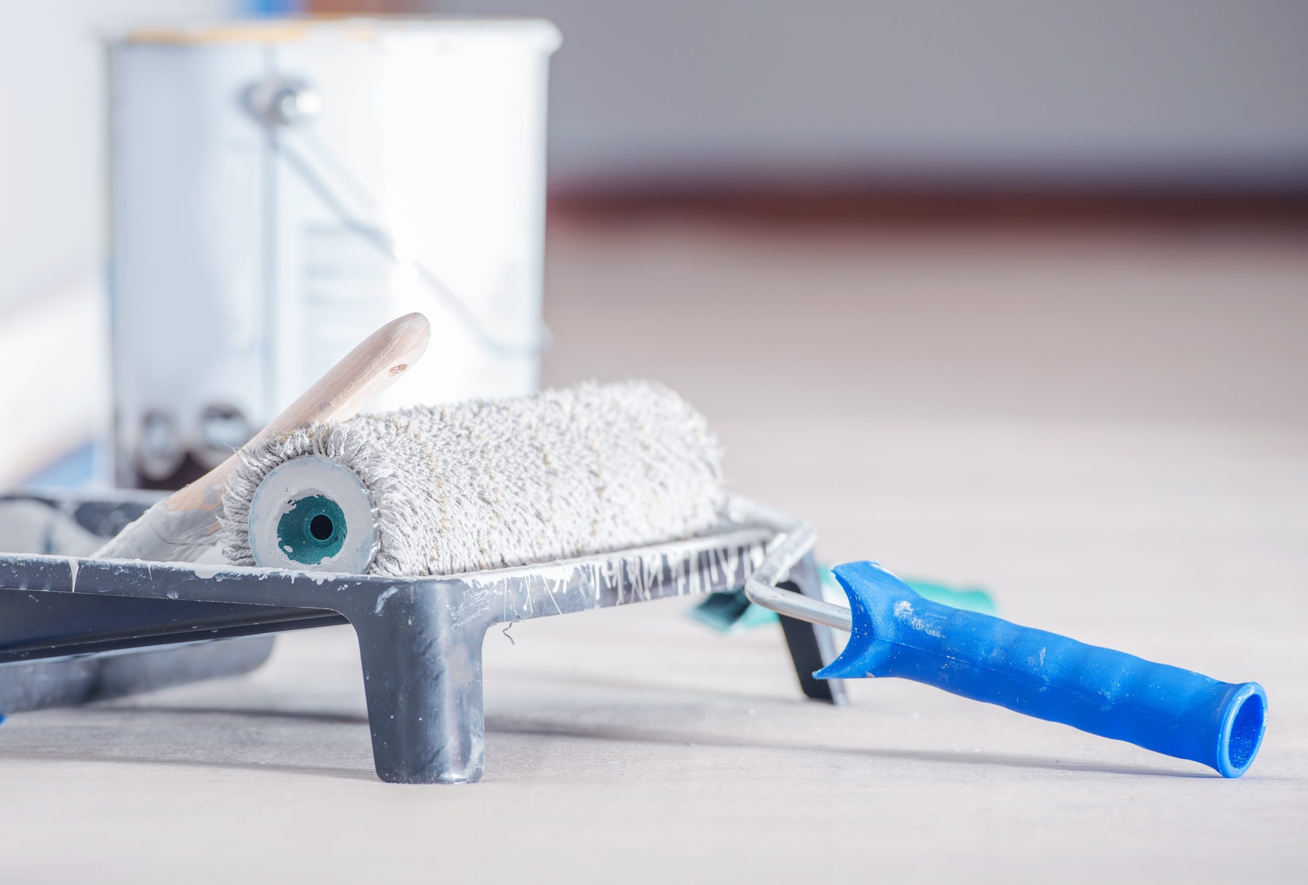 Painting Accessories Painting Accessories. Roller Painting Equipment. White Paint. Interiors Renovation.